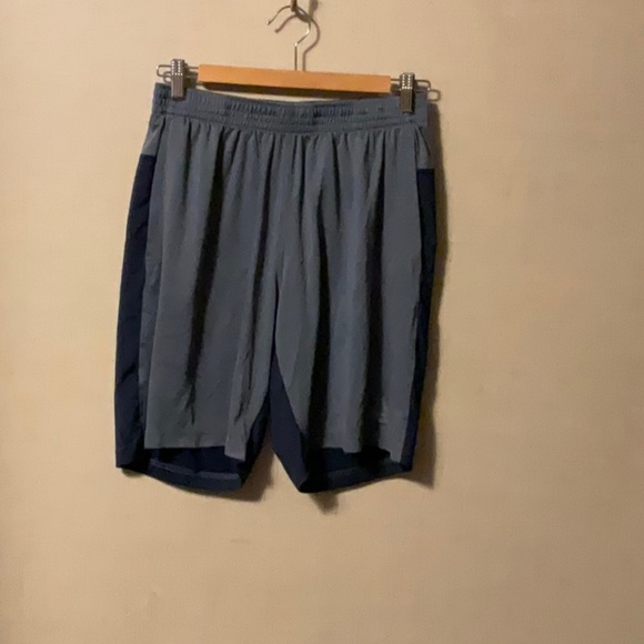 Reebok Gray and Blue Athletic Shorts with Elastic Waistband - Picture 1 of 4